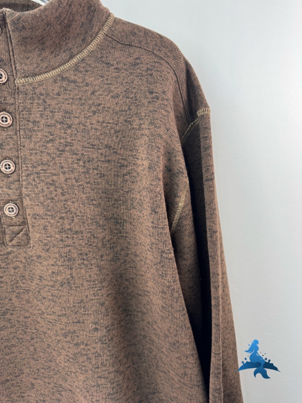 1305 - Weatherproof Vintage - Mock Neck Henley Sweater Pullover – XL – Brown - Picture 5 of 15